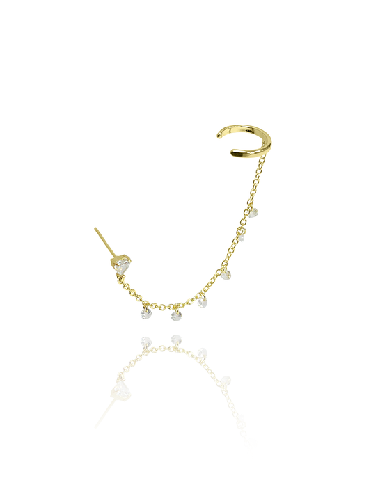 עגיל לב זירקונים בשילוב הליקס ללא צורך בחור