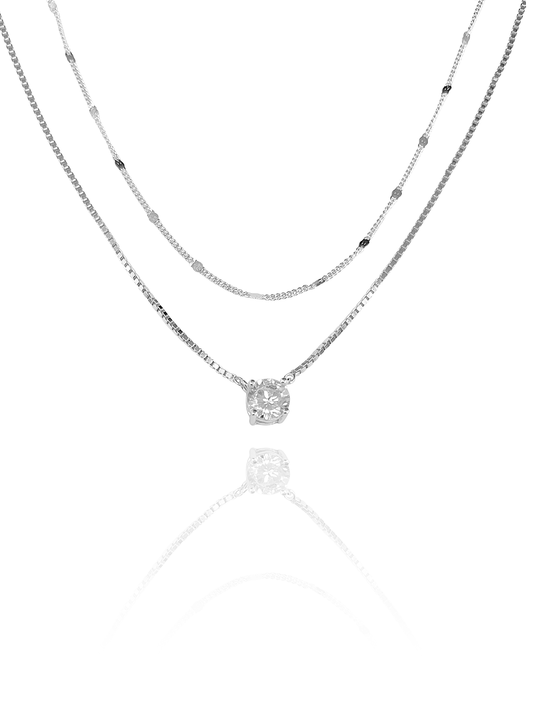 שרשרת זירקון כפולה מכסף אמיתי 925