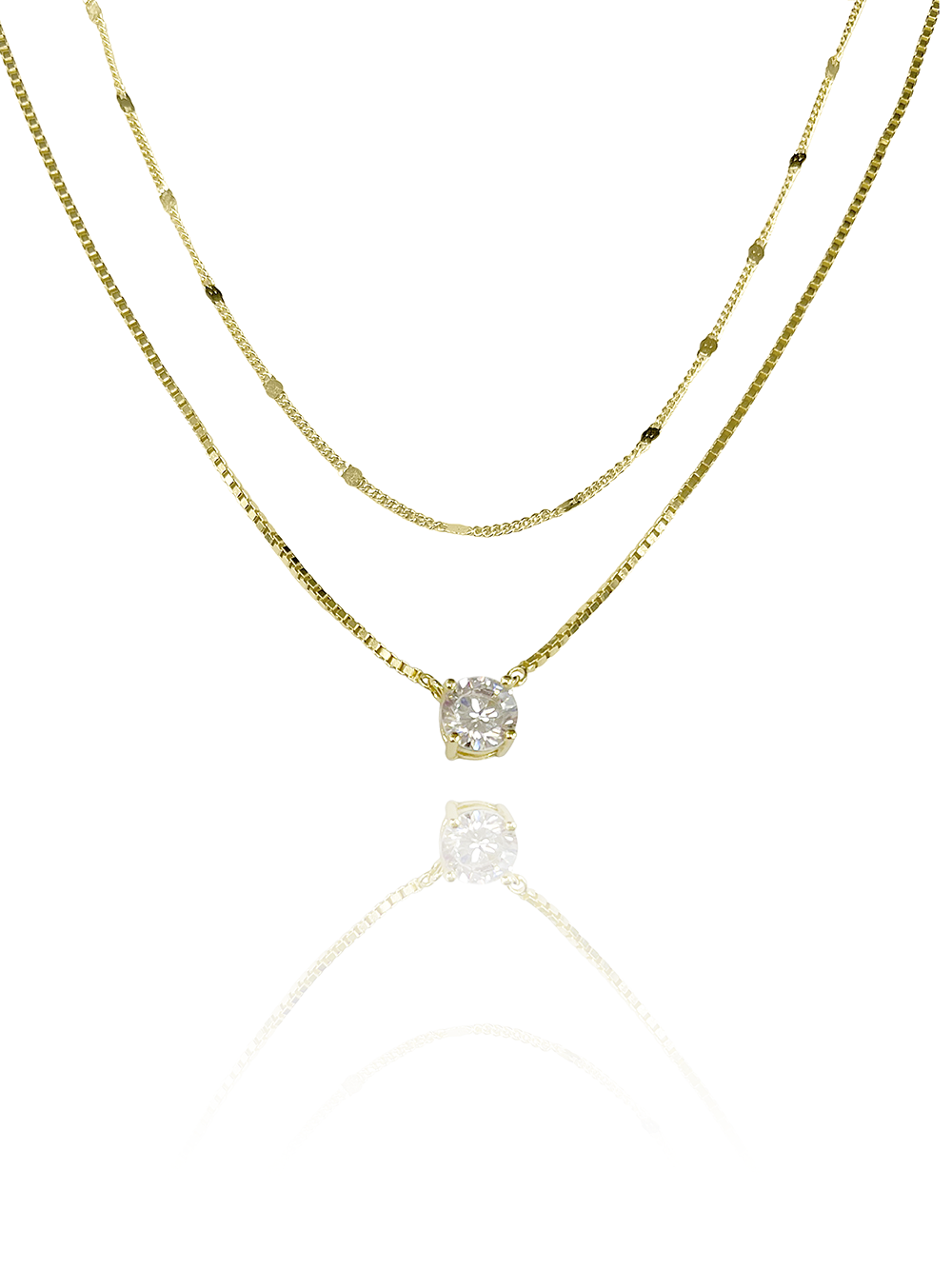 שרשרת זירקון כפולה מכסף אמיתי 925