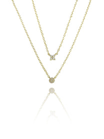 שרשרת כפולה פרח אבן מרכזית