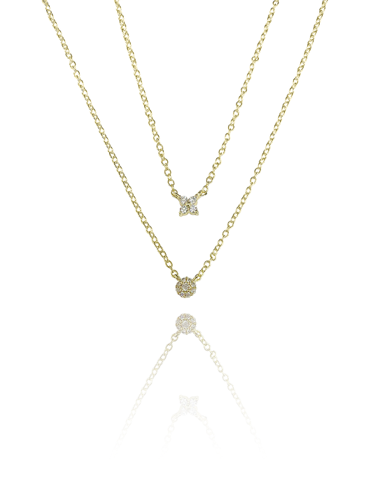 שרשרת כפולה פרח אבן מרכזית