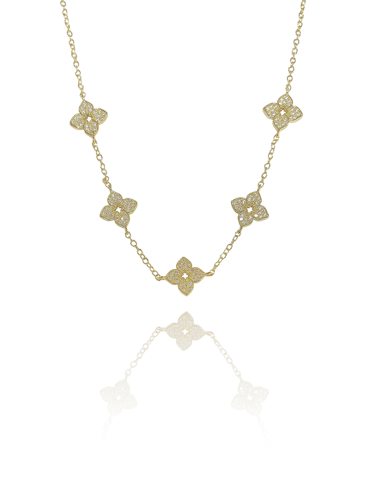 שרשרת פרחים משובצים