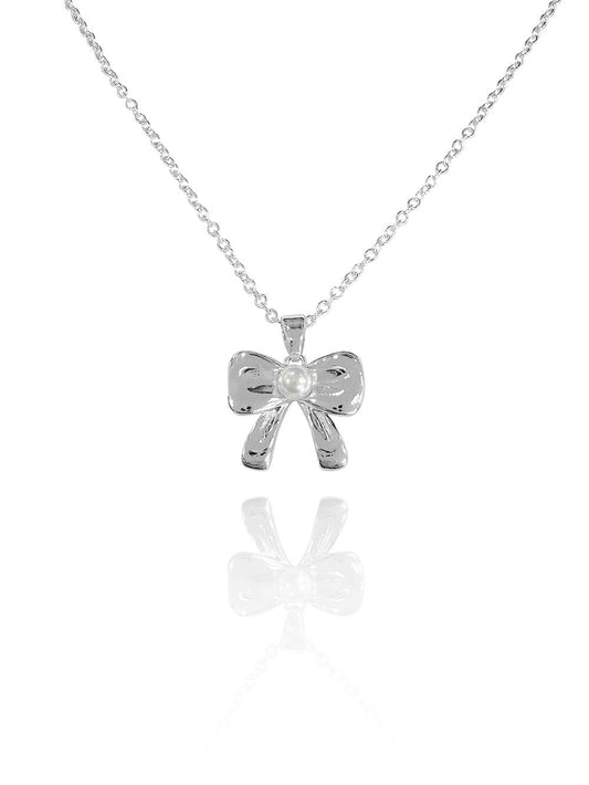 שרשרת פפיון פנינה מכסף אמיתי 925